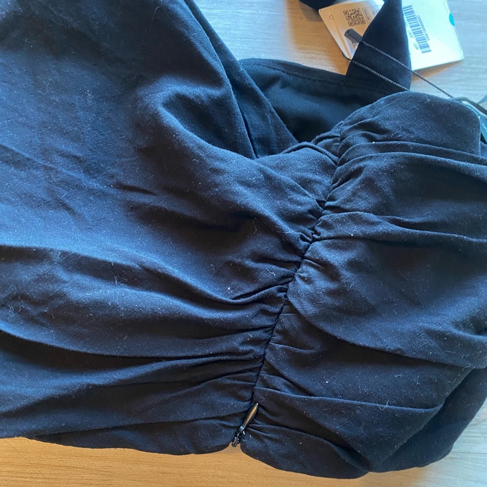 NWT ZARA Linen One Shoulder Crop Top - Picture 6 of 6